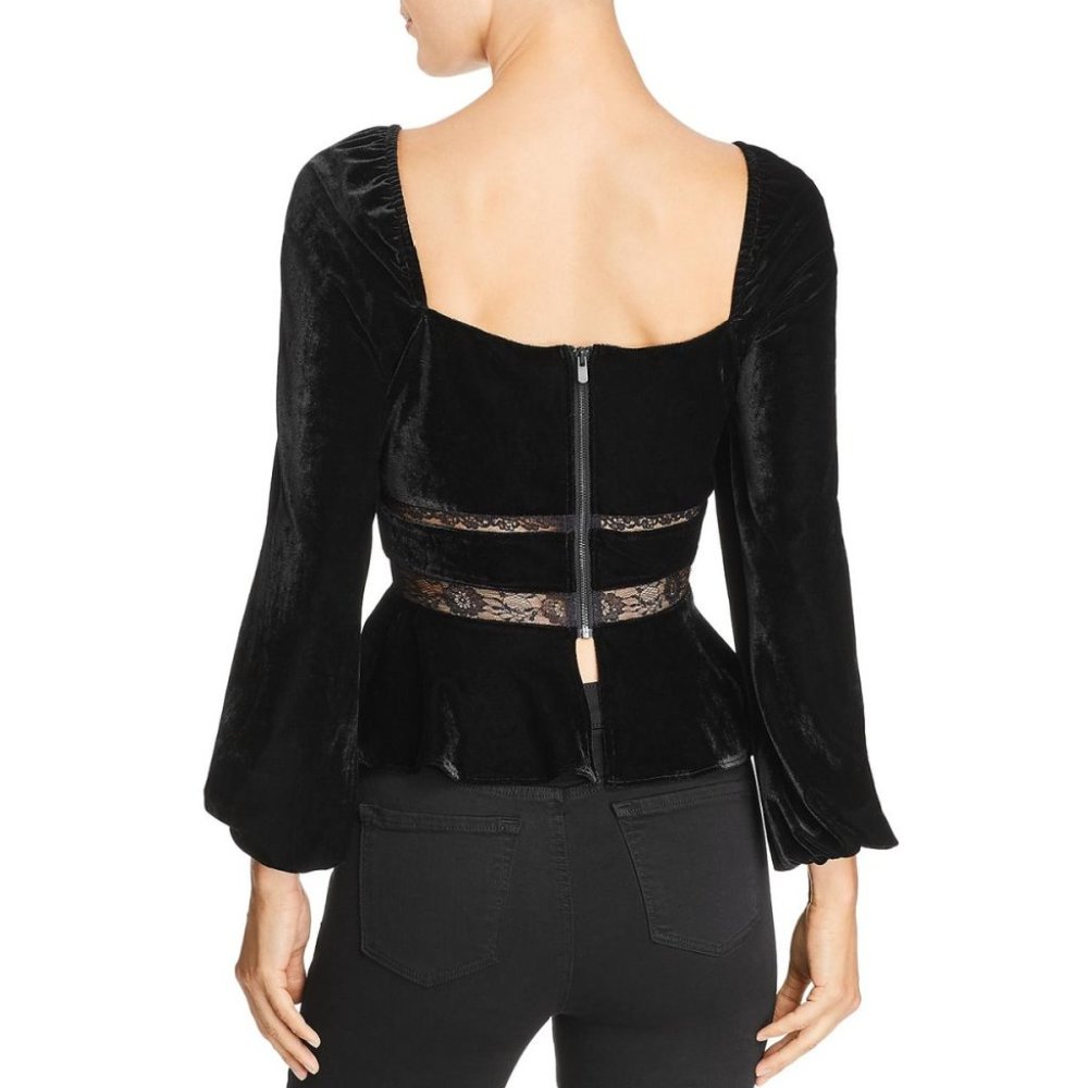 Saylor Juliet Inspired Black Velvet and Lace Top with Peplum NEW Size M - Picture 2 of 9